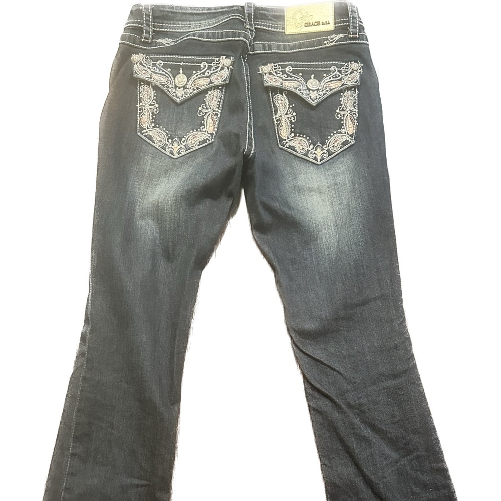 Grace in LA gorgeous paisley detail boot cut jeans